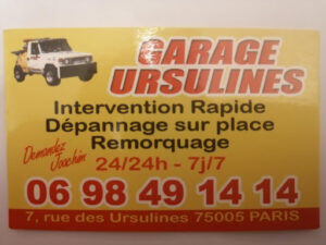 Garage des Ursulines dépannage à Paris